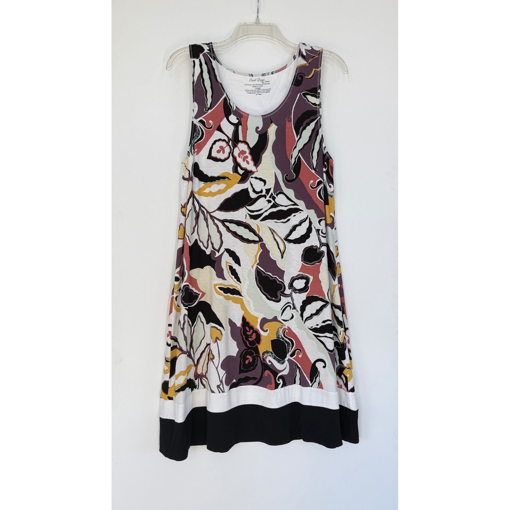 Soma‎ Cool Days Bamboo Rayon Floral Shift Dress Large Plum Beach Resort Lounge